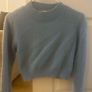 Princess Polly Soft Cropped Crewneck Sweater - Light Blue